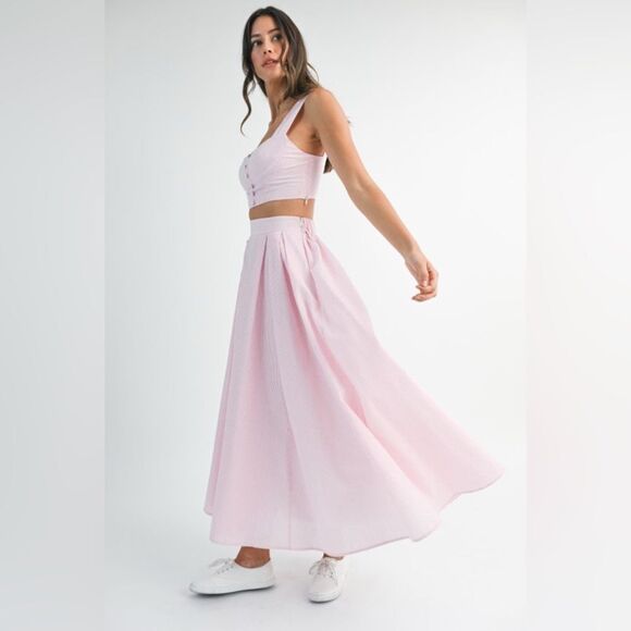 Elegant Pink Maxi Skirt Set - Picture 6 of 15